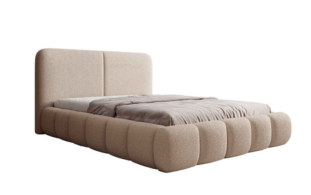 Luxusbetten24 Lolita Designer Polsterbett Bouclé mit Stauraum für Schlafzimmer