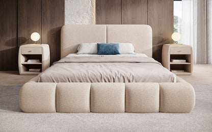 Luxusbetten24 Lolita Designer Polsterbett Bouclé mit Stauraum für Schlafzimmer