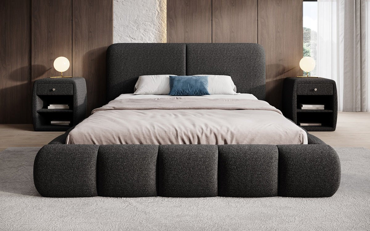 Luxusbetten24 Lolita Designer Polsterbett Bouclé mit Stauraum für Schlafzimmer