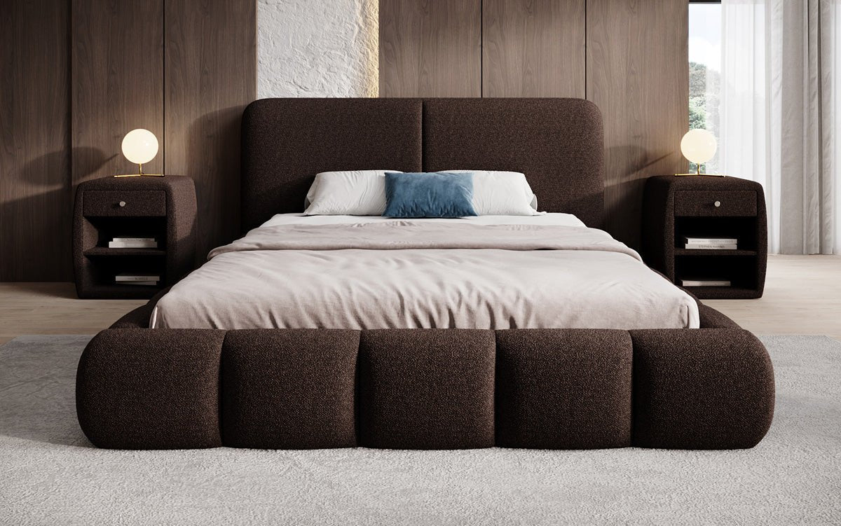 Luxusbetten24 Lolita Designer Polsterbett Bouclé mit Stauraum für Schlafzimmer