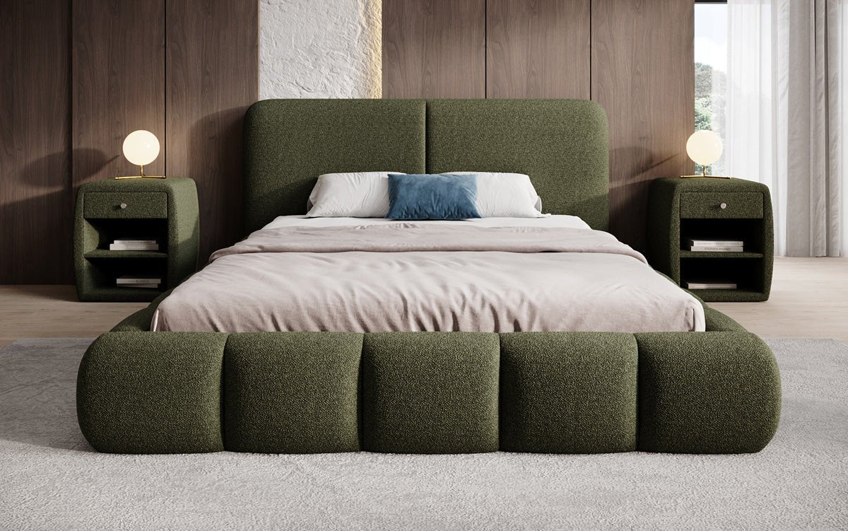 Luxusbetten24 Lolita Designer Polsterbett Bouclé mit Stauraum für Schlafzimmer