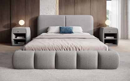 Luxusbetten24 Lolita Designer Polsterbett Bouclé mit Stauraum für Schlafzimmer