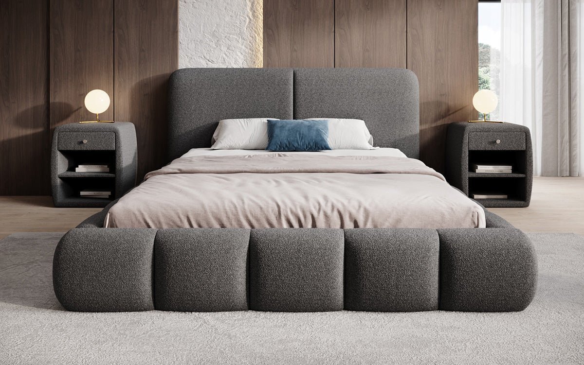 Luxusbetten24 Lolita Designer Polsterbett Bouclé mit Stauraum für Schlafzimmer