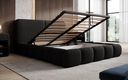 Luxusbetten24 Lolita Designer Polsterbett Bouclé mit Stauraum für Schlafzimmer