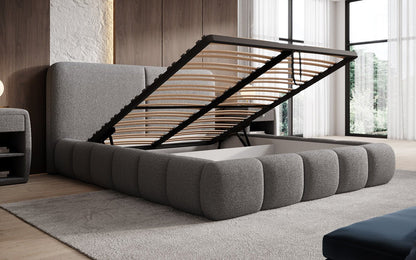 Luxusbetten24 Lolita Designer Polsterbett Bouclé mit Stauraum für Schlafzimmer