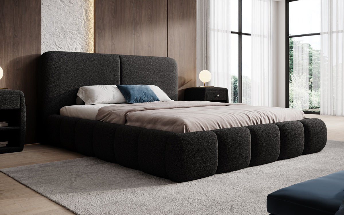 Luxusbetten24 Lolita Designer Polsterbett Bouclé mit Stauraum für Schlafzimmer