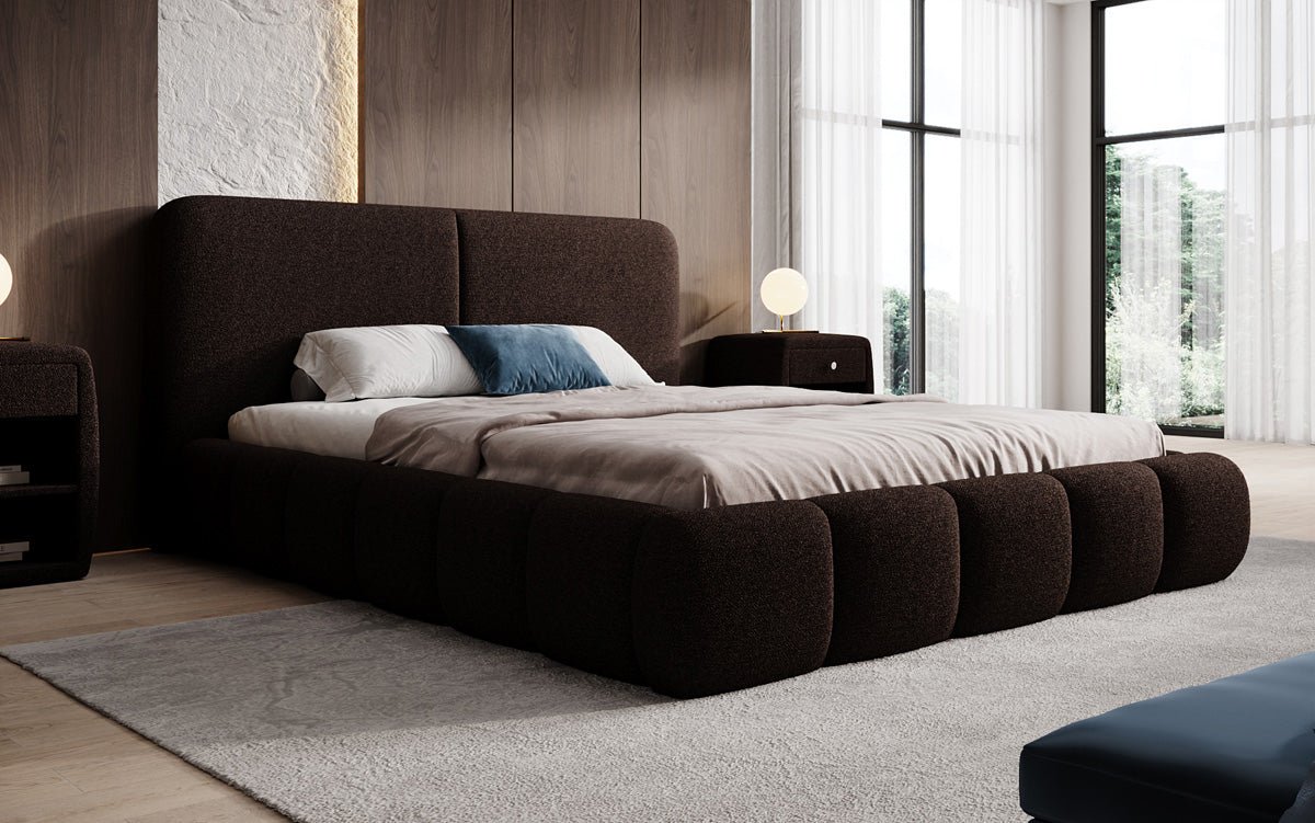 Luxusbetten24 Lolita Designer Polsterbett Bouclé mit Stauraum für Schlafzimmer