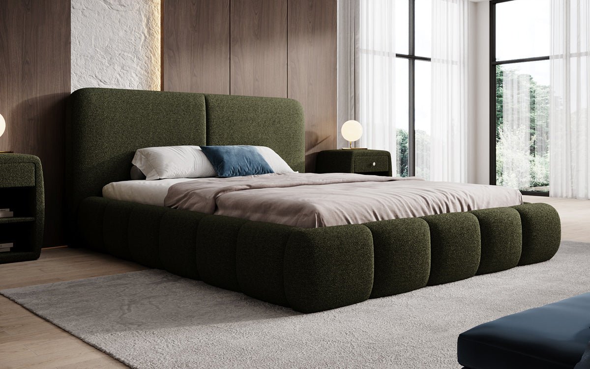 Luxusbetten24 Lolita Designer Polsterbett Bouclé mit Stauraum für Schlafzimmer