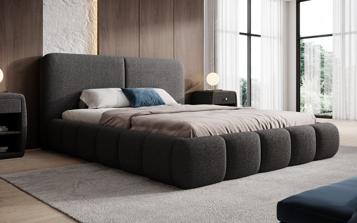 Luxusbetten24 Lolita Designer Polsterbett Bouclé mit Stauraum für Schlafzimmer