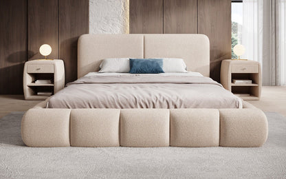 Luxusbetten24 Lolita Designer Polsterbett Bouclé mit Stauraum für Schlafzimmer