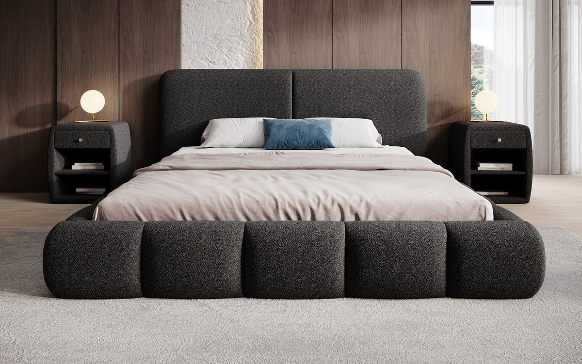 Luxusbetten24 Lolita Designer Polsterbett Bouclé mit Stauraum für Schlafzimmer