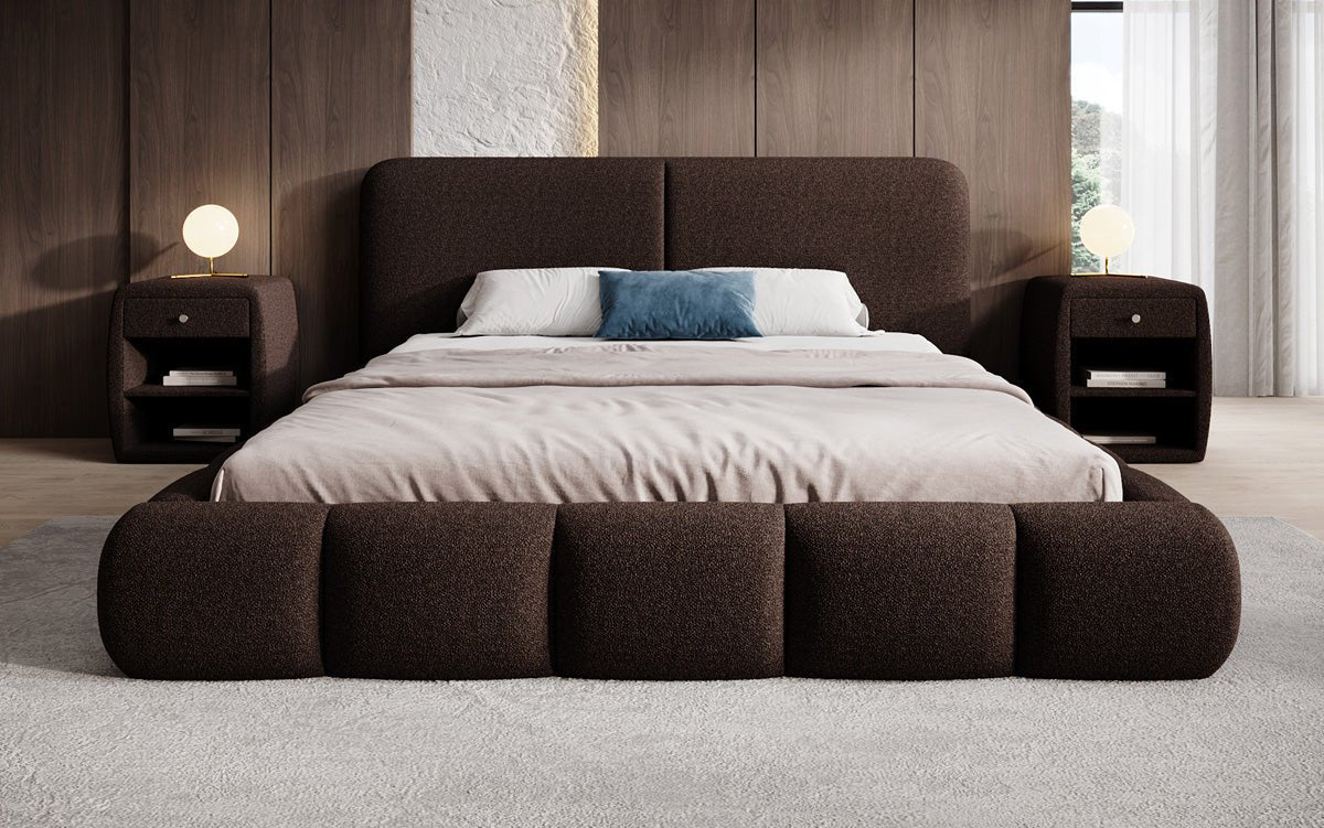 Luxusbetten24 Lolita Designer Polsterbett Bouclé mit Stauraum für Schlafzimmer