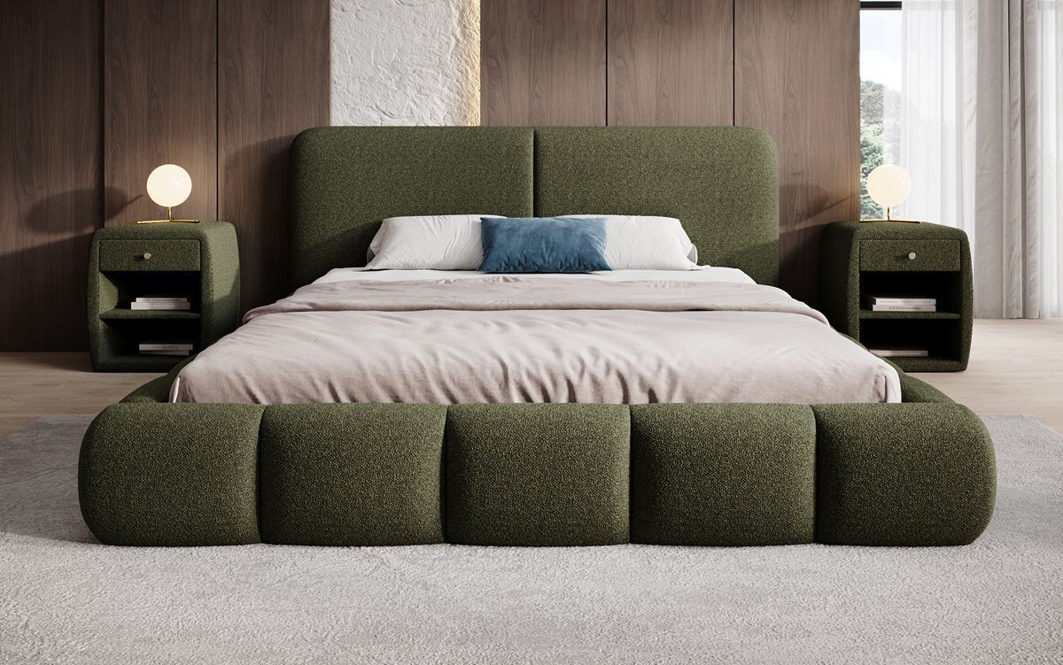 Luxusbetten24 Lolita Designer Polsterbett Bouclé mit Stauraum für Schlafzimmer