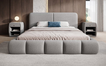 Luxusbetten24 Lolita Designer Polsterbett Bouclé mit Stauraum für Schlafzimmer