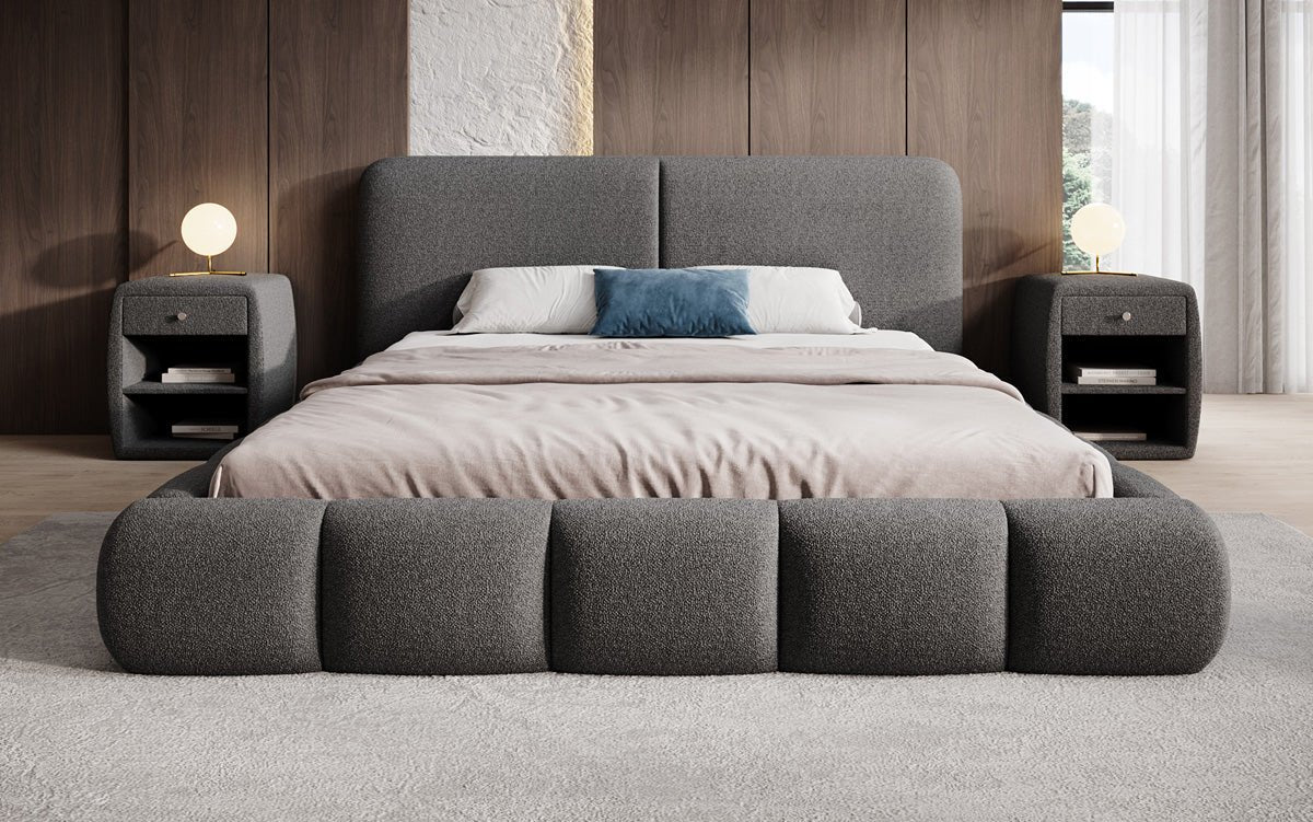 Luxusbetten24 Lolita Designer Polsterbett Bouclé mit Stauraum für Schlafzimmer