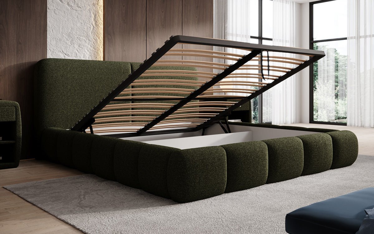 Luxusbetten24 Lolita Designer Polsterbett Bouclé mit Stauraum für Schlafzimmer