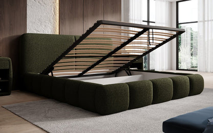 Luxusbetten24 Lolita Designer Polsterbett Bouclé mit Stauraum für Schlafzimmer