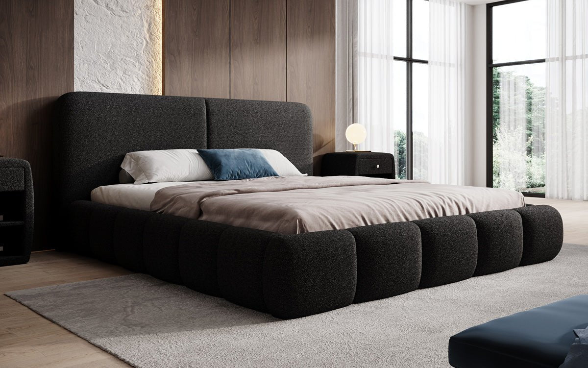 Luxusbetten24 Lolita Designer Polsterbett Bouclé mit Stauraum für Schlafzimmer