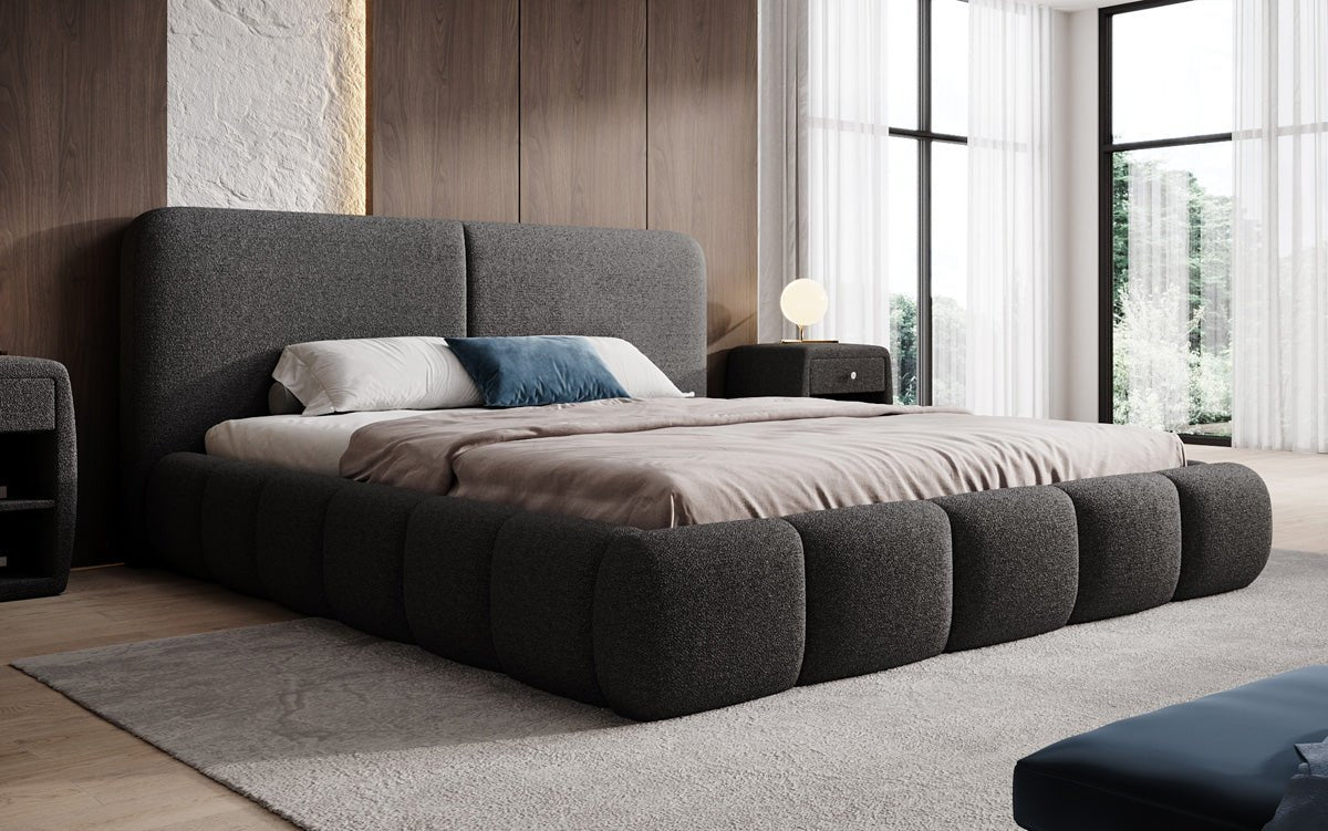 Luxusbetten24 Lolita Designer Polsterbett Bouclé mit Stauraum für Schlafzimmer