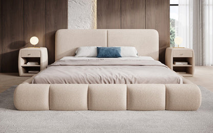 Luxusbetten24 Lolita Designer Polsterbett Bouclé mit Stauraum für Schlafzimmer
