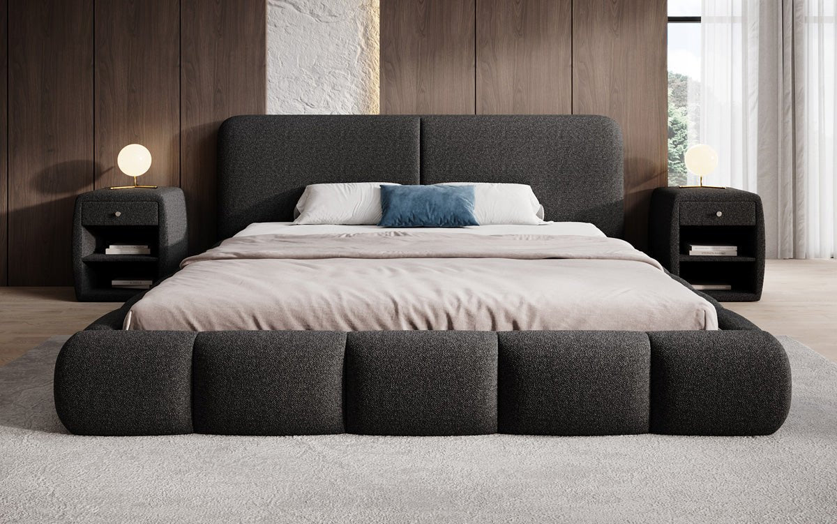 Luxusbetten24 Lolita Designer Polsterbett Bouclé mit Stauraum für Schlafzimmer