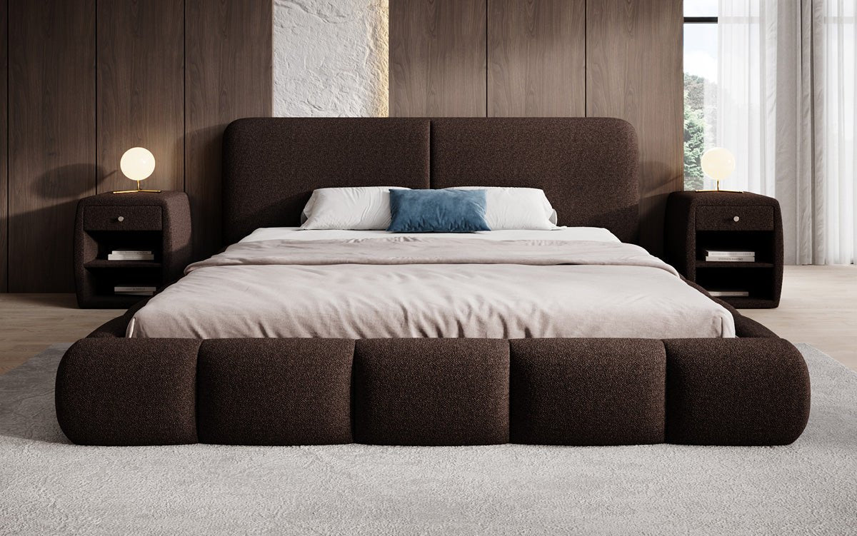 Luxusbetten24 Lolita Designer Polsterbett Bouclé mit Stauraum für Schlafzimmer