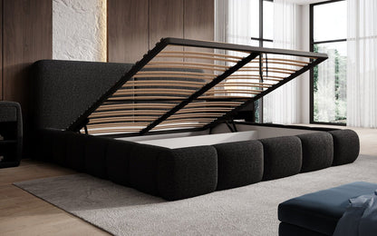 Luxusbetten24 Lolita Designer Polsterbett Bouclé mit Stauraum für Schlafzimmer