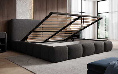 Luxusbetten24 Lolita Designer Polsterbett Bouclé mit Stauraum für Schlafzimmer
