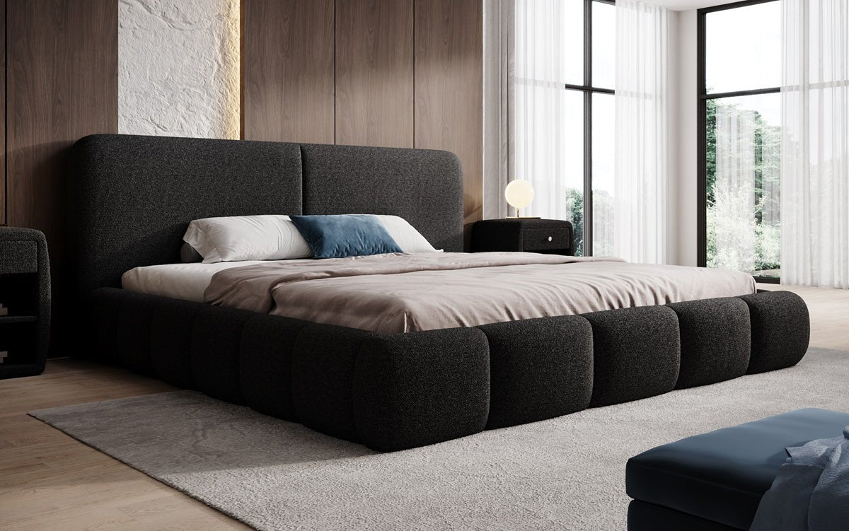 Luxusbetten24 Lolita Designer Polsterbett Bouclé mit Stauraum für Schlafzimmer