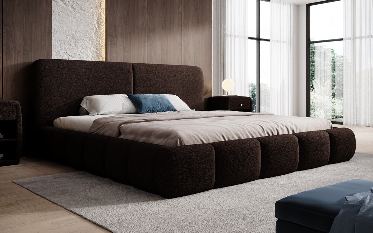Luxusbetten24 Lolita Designer Polsterbett Bouclé mit Stauraum für Schlafzimmer