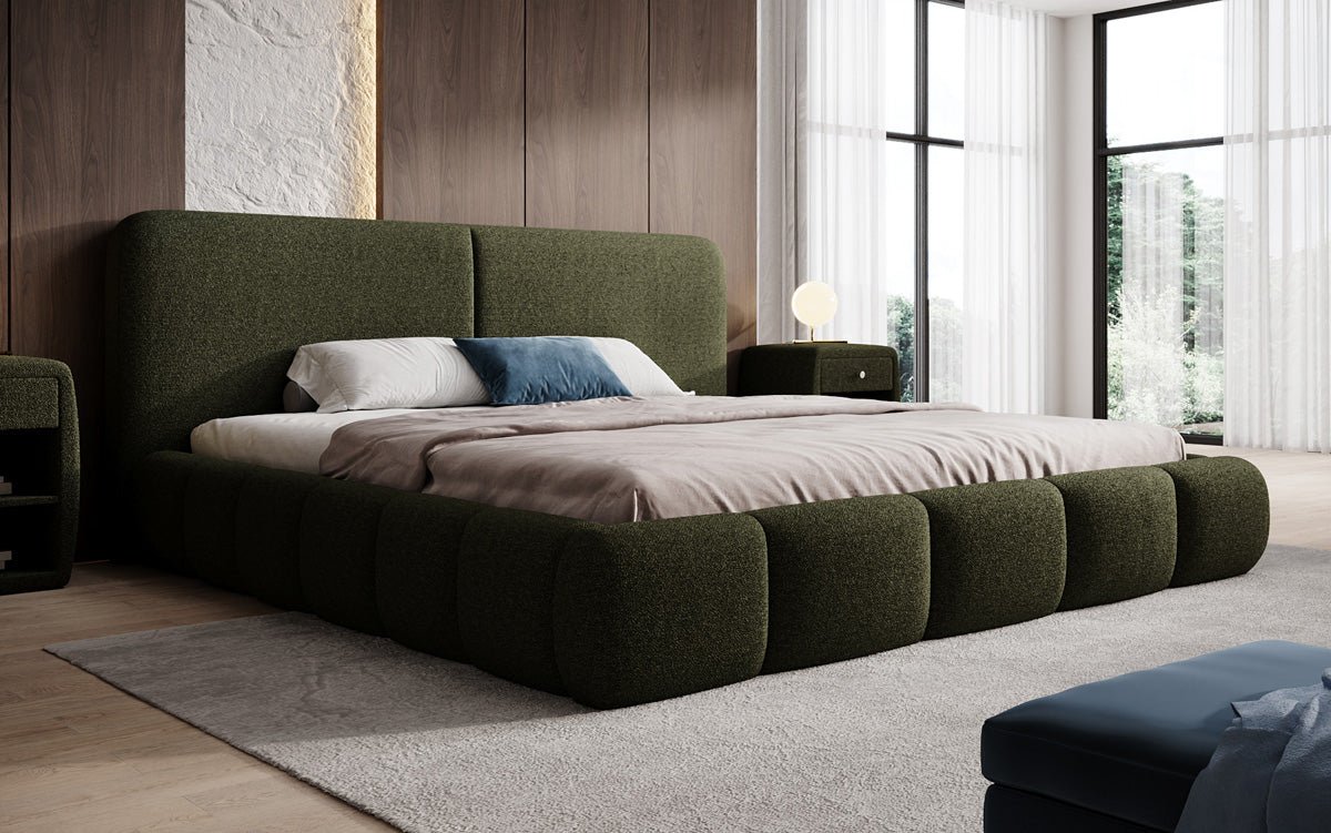 Luxusbetten24 Lolita Designer Polsterbett Bouclé mit Stauraum für Schlafzimmer