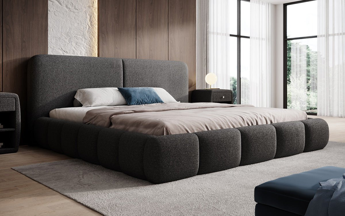 Luxusbetten24 Lolita Designer Polsterbett Bouclé mit Stauraum für Schlafzimmer
