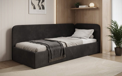 Luxusbetten24 Cleo Designer Polsterbett mit Stauraum, Samt, Links/Rechts