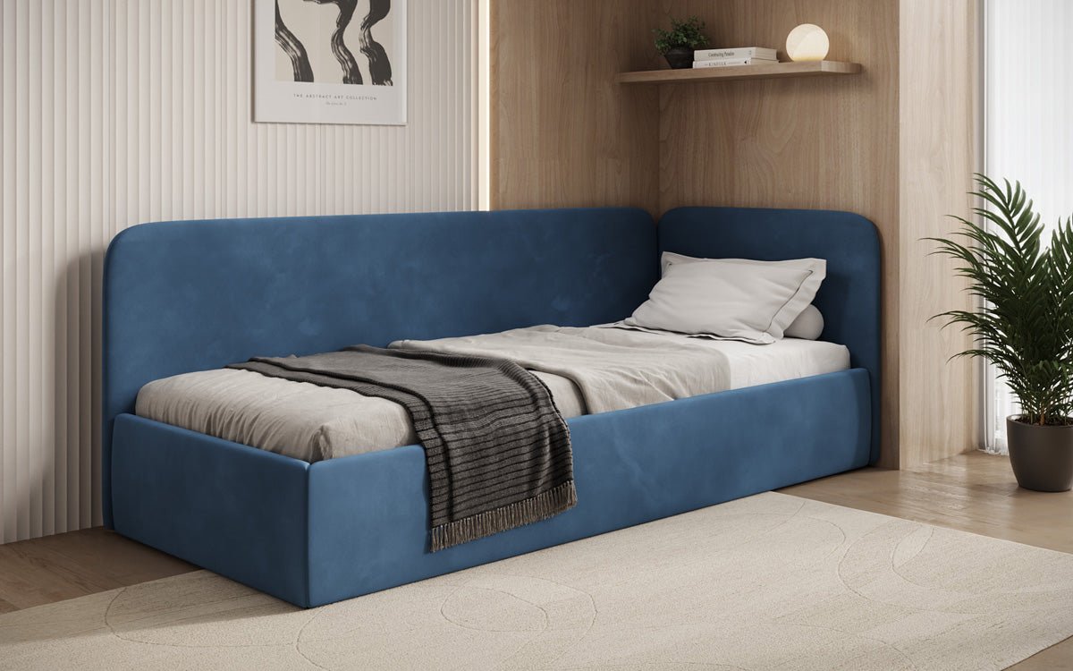 Luxusbetten24 Cleo Designer Polsterbett mit Stauraum, Samt, Links/Rechts