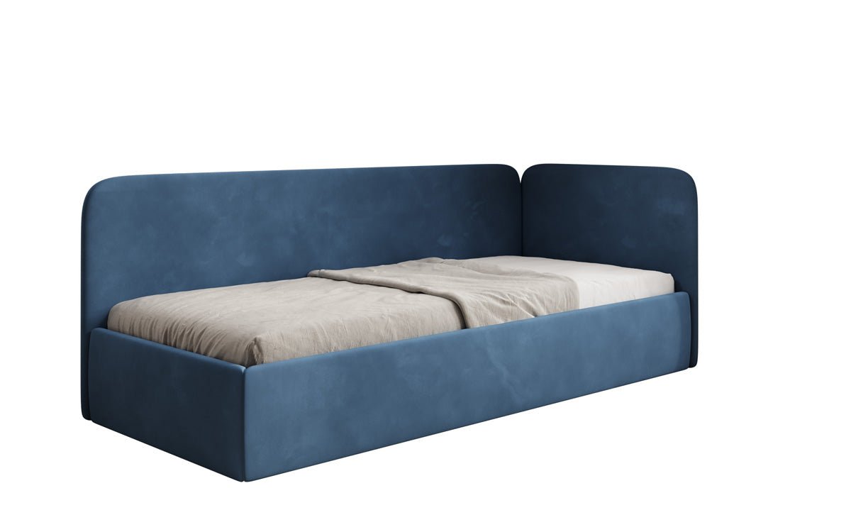 Luxusbetten24 Cleo Designer Polsterbett mit Stauraum, Samt, Links/Rechts