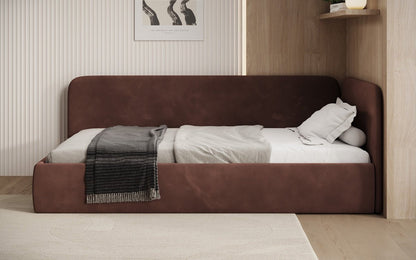Luxusbetten24 Cleo Designer Polsterbett mit Stauraum, Samt, Links/Rechts