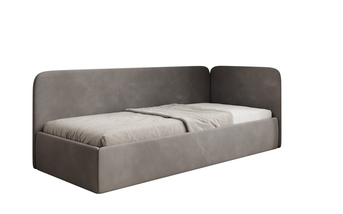 Luxusbetten24 Cleo Designer Polsterbett mit Stauraum, Samt, Links/Rechts