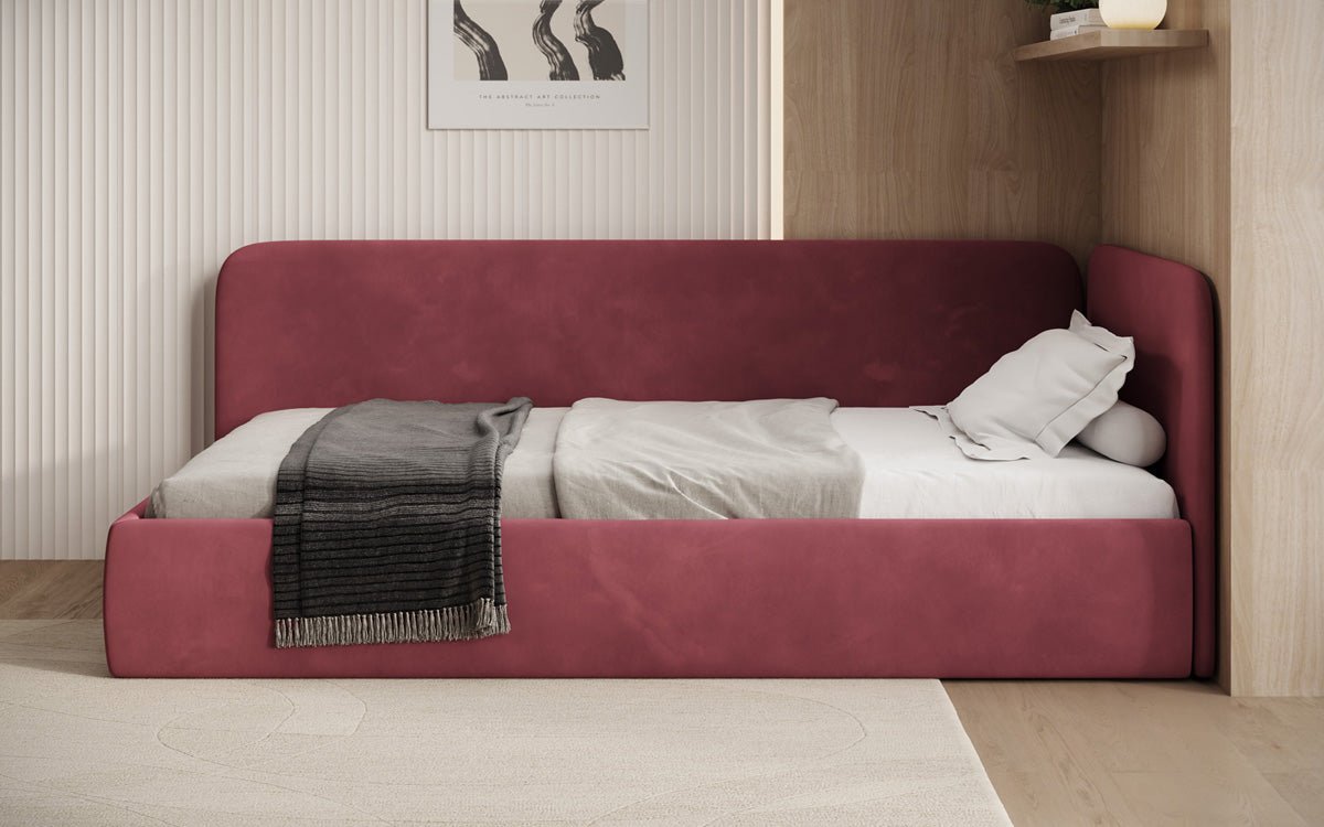 Luxusbetten24 Cleo Designer Polsterbett mit Stauraum, Samt, Links/Rechts