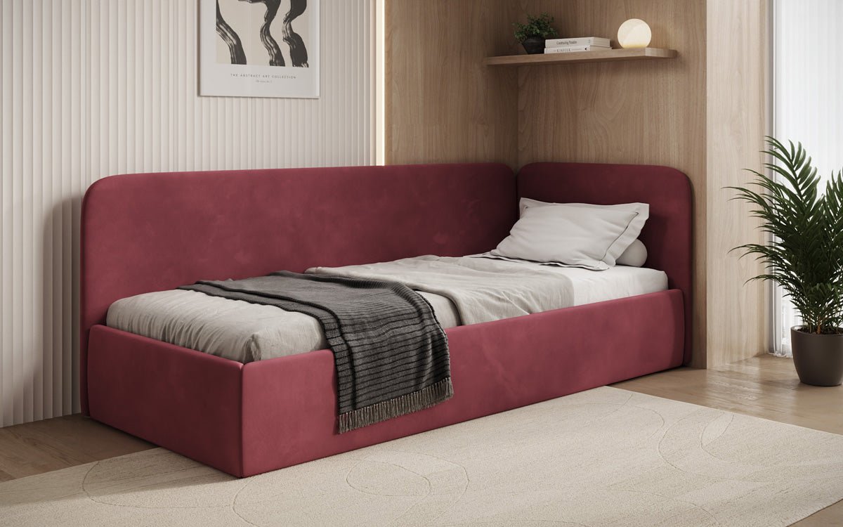 Luxusbetten24 Cleo Designer Polsterbett mit Stauraum, Samt, Links/Rechts