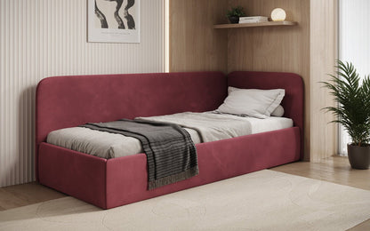 Luxusbetten24 Cleo Designer Polsterbett mit Stauraum, Samt, Links/Rechts