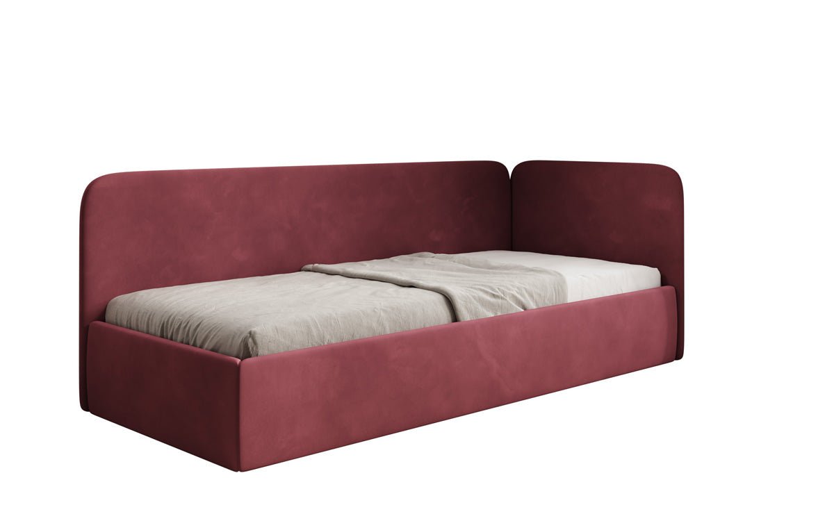 Luxusbetten24 Cleo Designer Polsterbett mit Stauraum, Samt, Links/Rechts