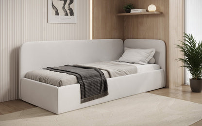 Luxusbetten24 Cleo Designer Polsterbett mit Stauraum, Samt, Links/Rechts