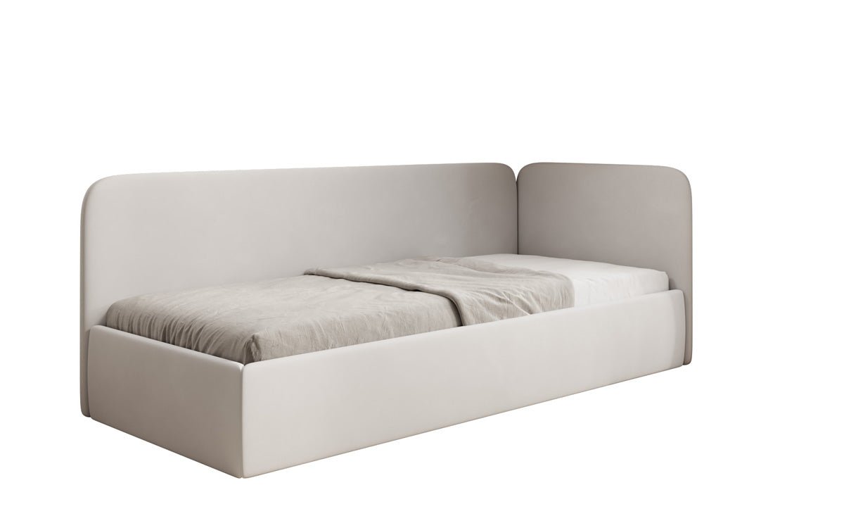 Luxusbetten24 Cleo Designer Polsterbett mit Stauraum, Samt, Links/Rechts