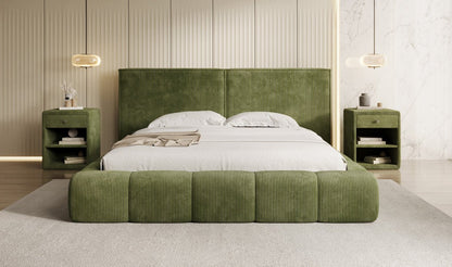 Designer Polsterbett Elise in Cord mit Stauraum