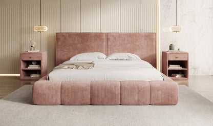 Designer Polsterbett Elise in Cord mit Stauraum