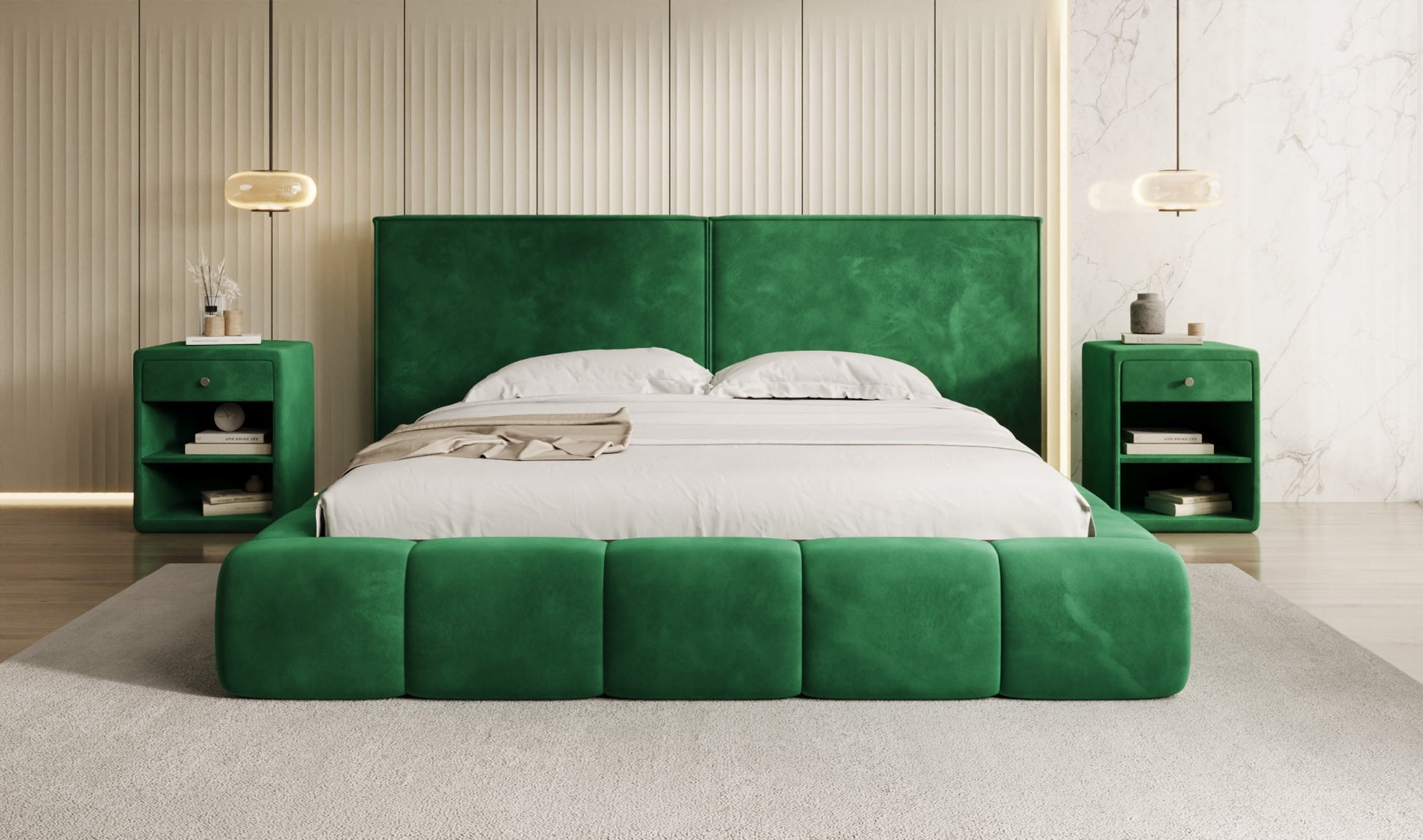 Luxusbetten24 Elise Designer Polsterbett Samt mit Stauraum für Schlafzimmer
