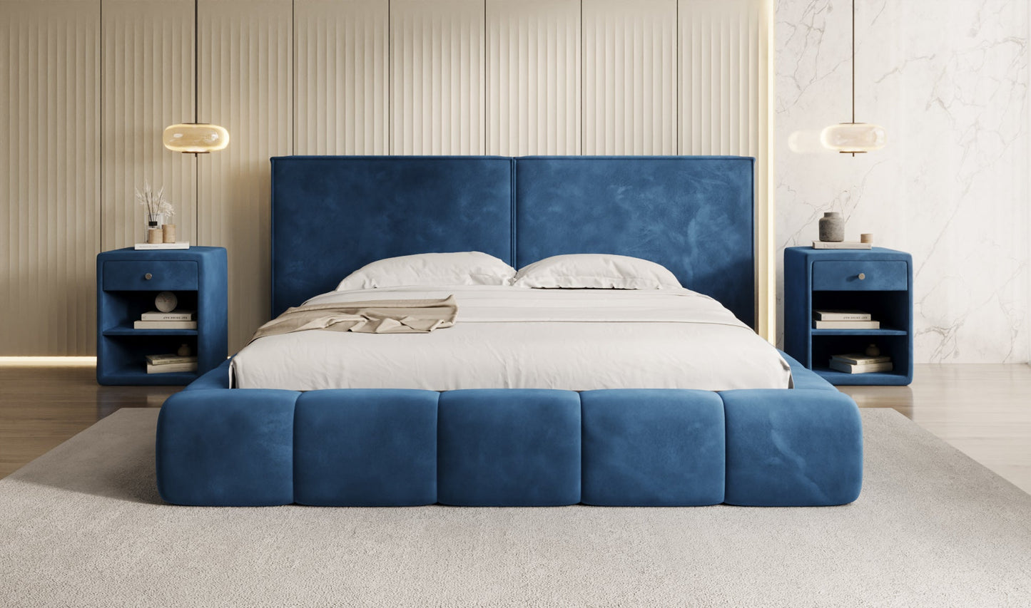 Luxusbetten24 Elise Designer Polsterbett Samt mit Stauraum für Schlafzimmer