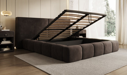 Luxusbetten24 Elise Designer Polsterbett Samt mit Stauraum für Schlafzimmer