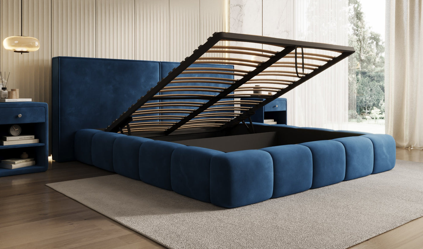 Luxusbetten24 Elise Designer Polsterbett Samt mit Stauraum für Schlafzimmer