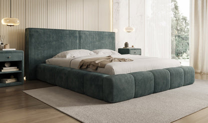 Designer Polsterbett Elise in Cord mit Stauraum